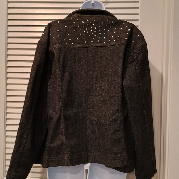 Chicos Studded Casual Black Denim Jacket Size 3 - Picture 4 of 8